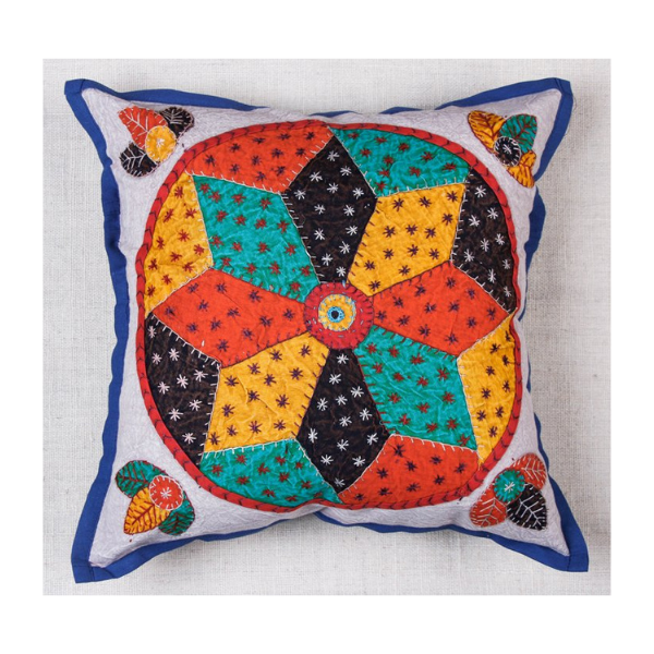 Applique patch work cushion cover